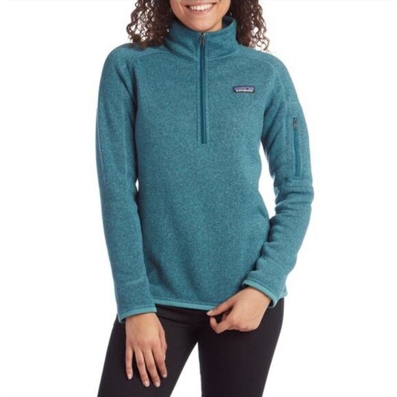 Patagonia Women’s pullover medium Better Sweater 1/4 zip Jacket Teal Size S - Picture 1 of 5